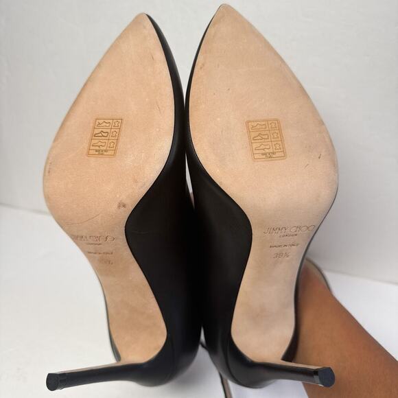 Jimmy Choo Lark 100 Studded Black Bootie Leather Heels Size 39.5 - Picture 14 of 15